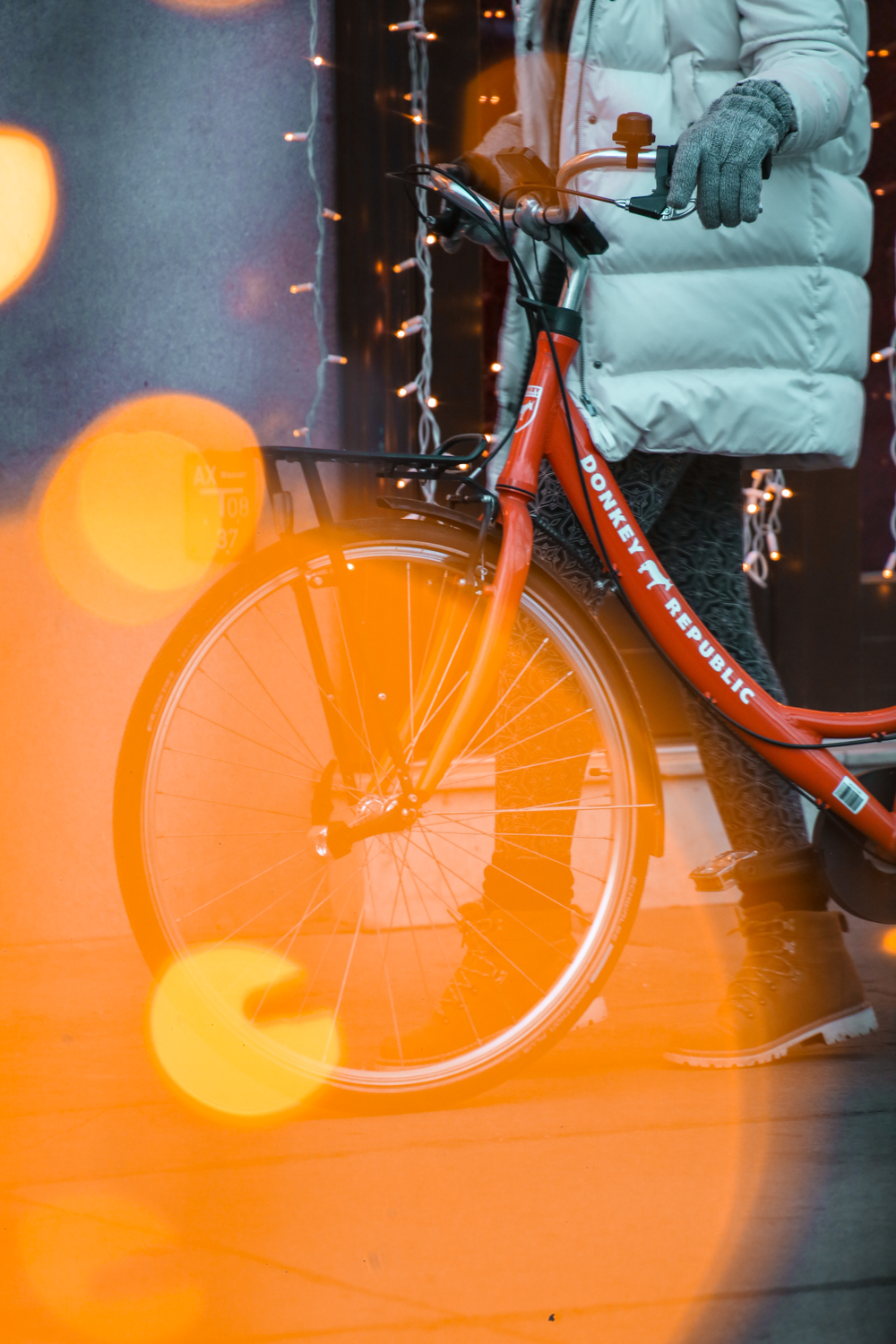 Christmas lights and bicycle in Vienna