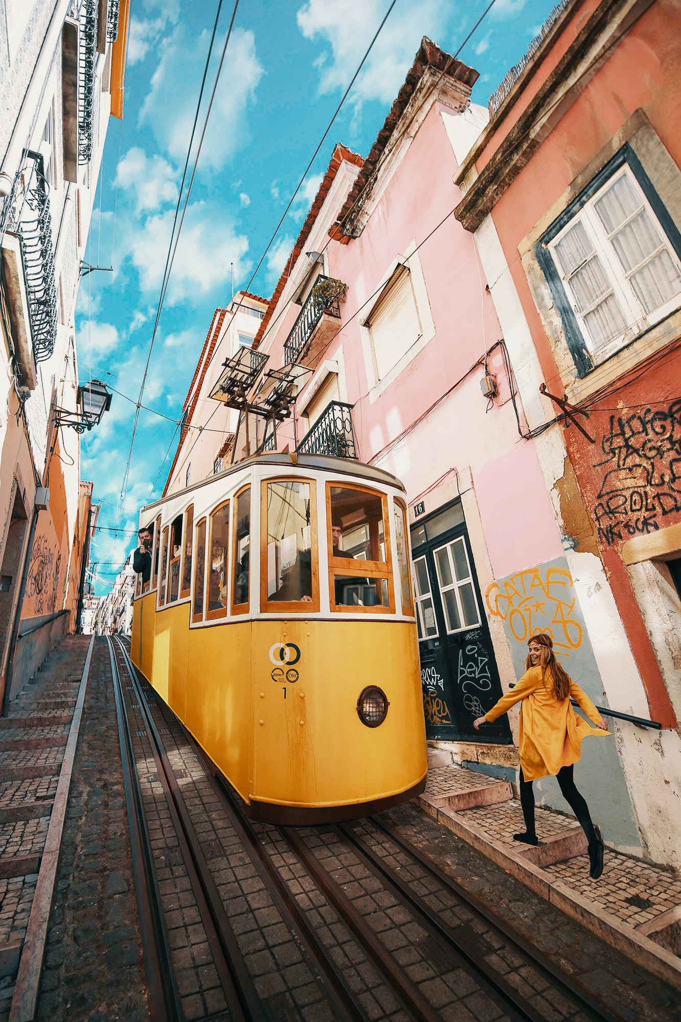 Yellow Tram in Lisbon