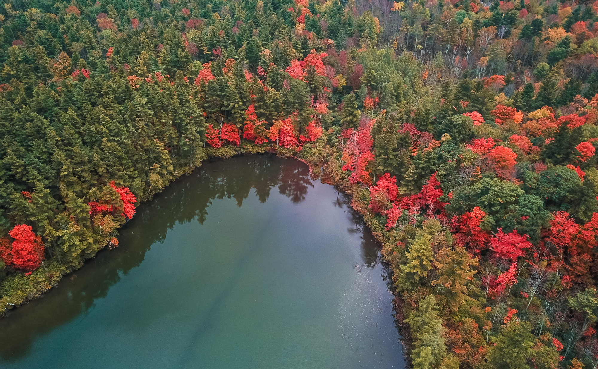 Drone above Equinox Pond, Vermont