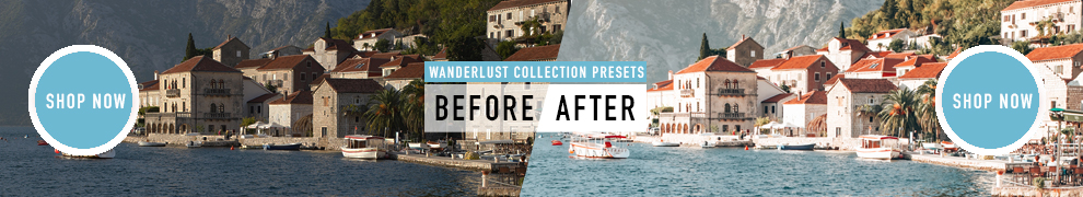Wanderlust Collection Presets from How Far From Home - Shop Now Button