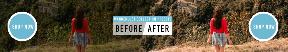 Wanderlust Collection Presets from How Far From Home - Shop Now Button